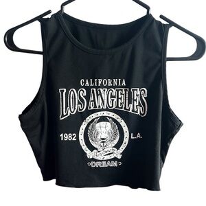 SHEIN Black Crop Top | Size M | inch;Californiainch; Print | Crop Tee |